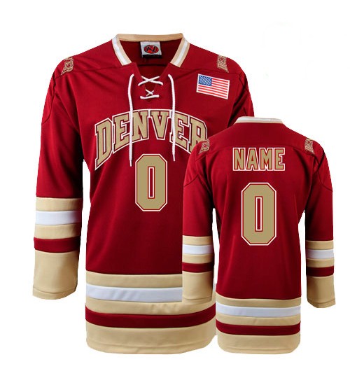 Custom NCAA 2015-16 Denver Pioneers Hockey Jersey Road Red